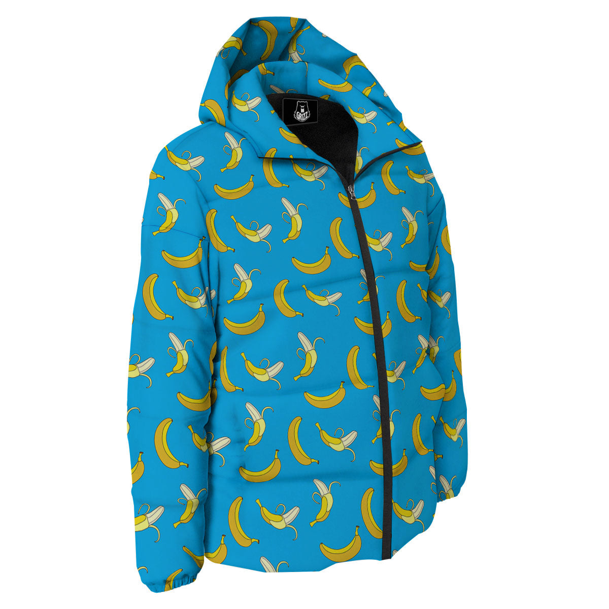 Banana Blue Print Pattern Down Jacket-grizzshop