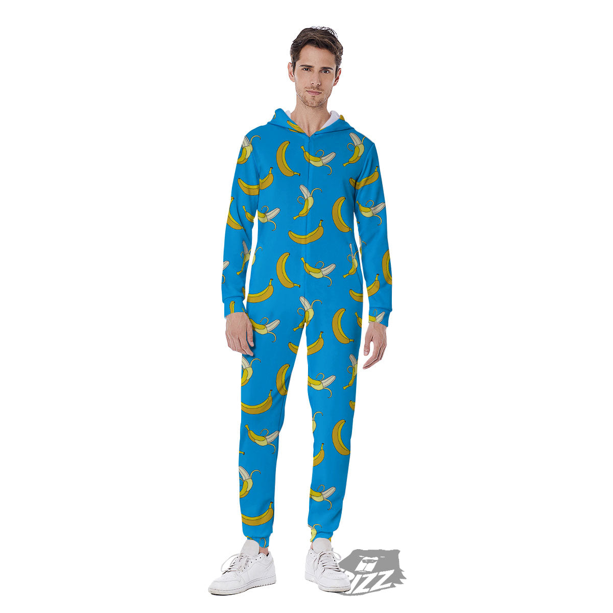 Banana Blue Print Pattern Men's Jumpsuit-grizzshop