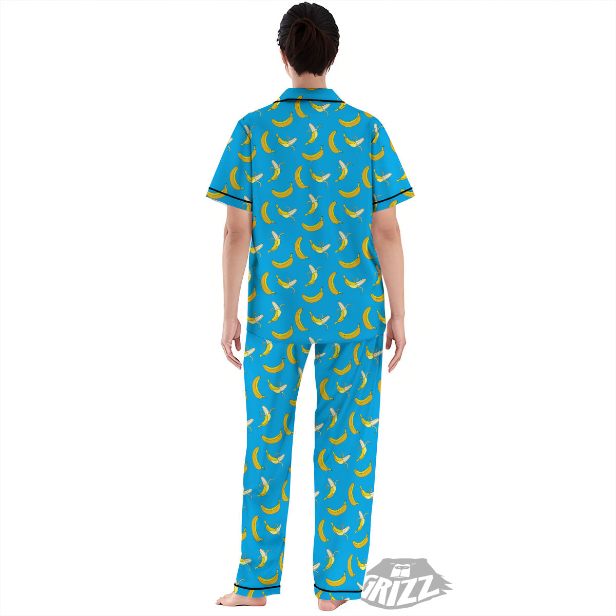 Banana Blue Print Pattern Women's Pajamas Set-grizzshop