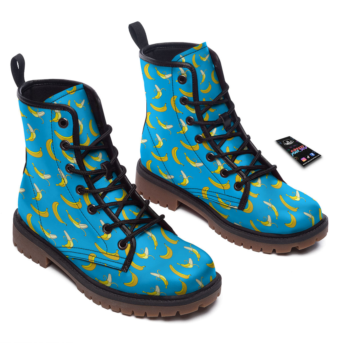 Banana Blue Print Pattern Work Boots-grizzshop