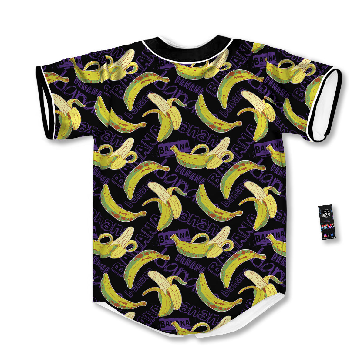 Banana Color Vintage Purple Print Pattern Baseball Jersey-grizzshop