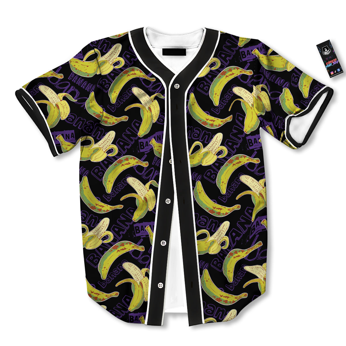 Banana Color Vintage Purple Print Pattern Baseball Jersey-grizzshop