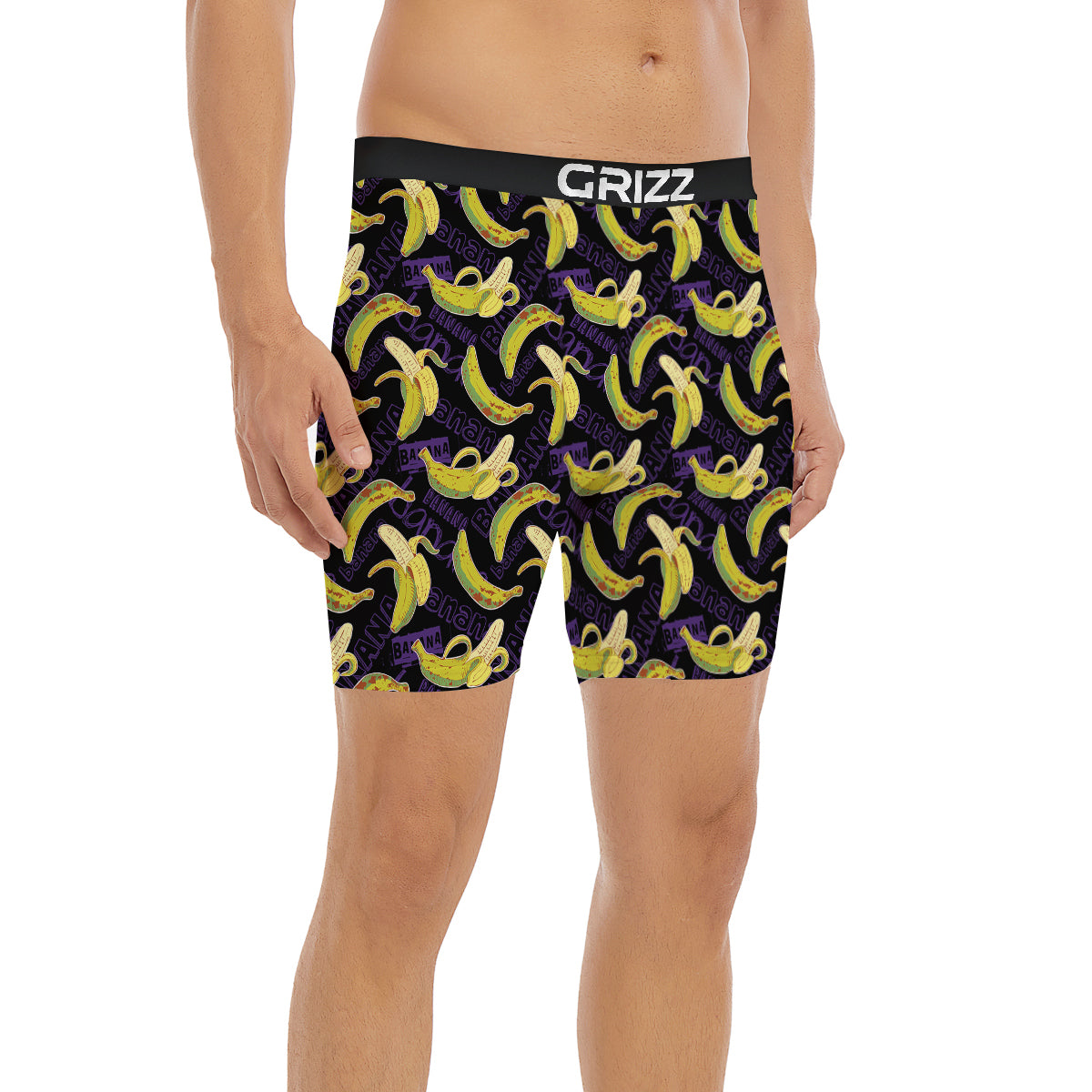 Banana Color Vintage Purple Print Pattern Boxer Briefs-grizzshop