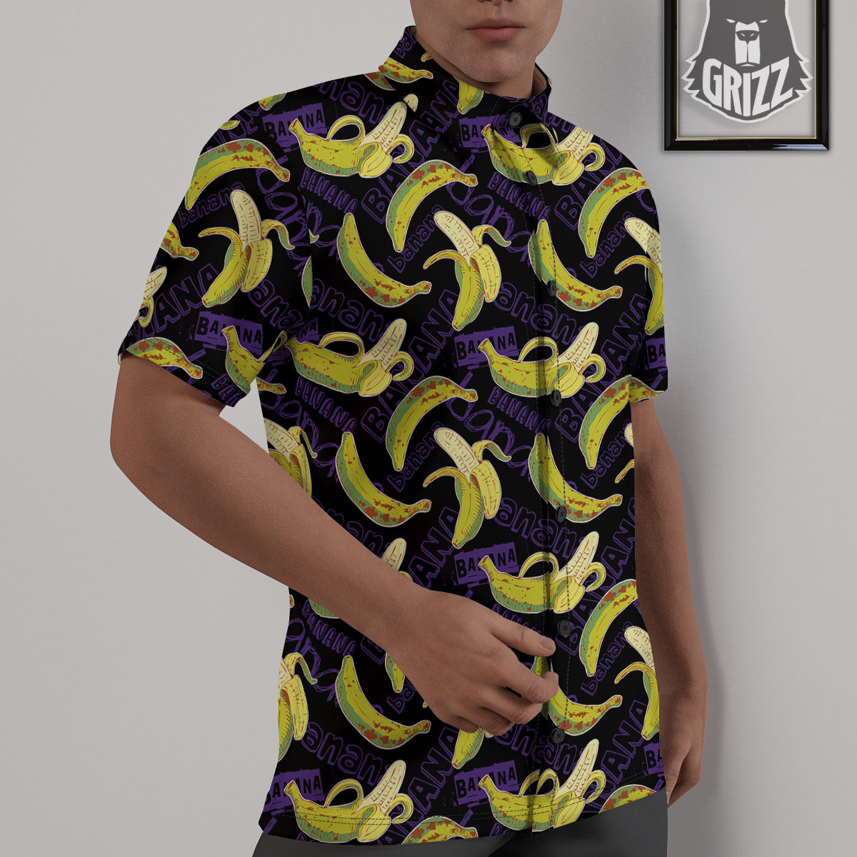 Banana Color Vintage Purple Print Pattern Untucked Shirts-grizzshop