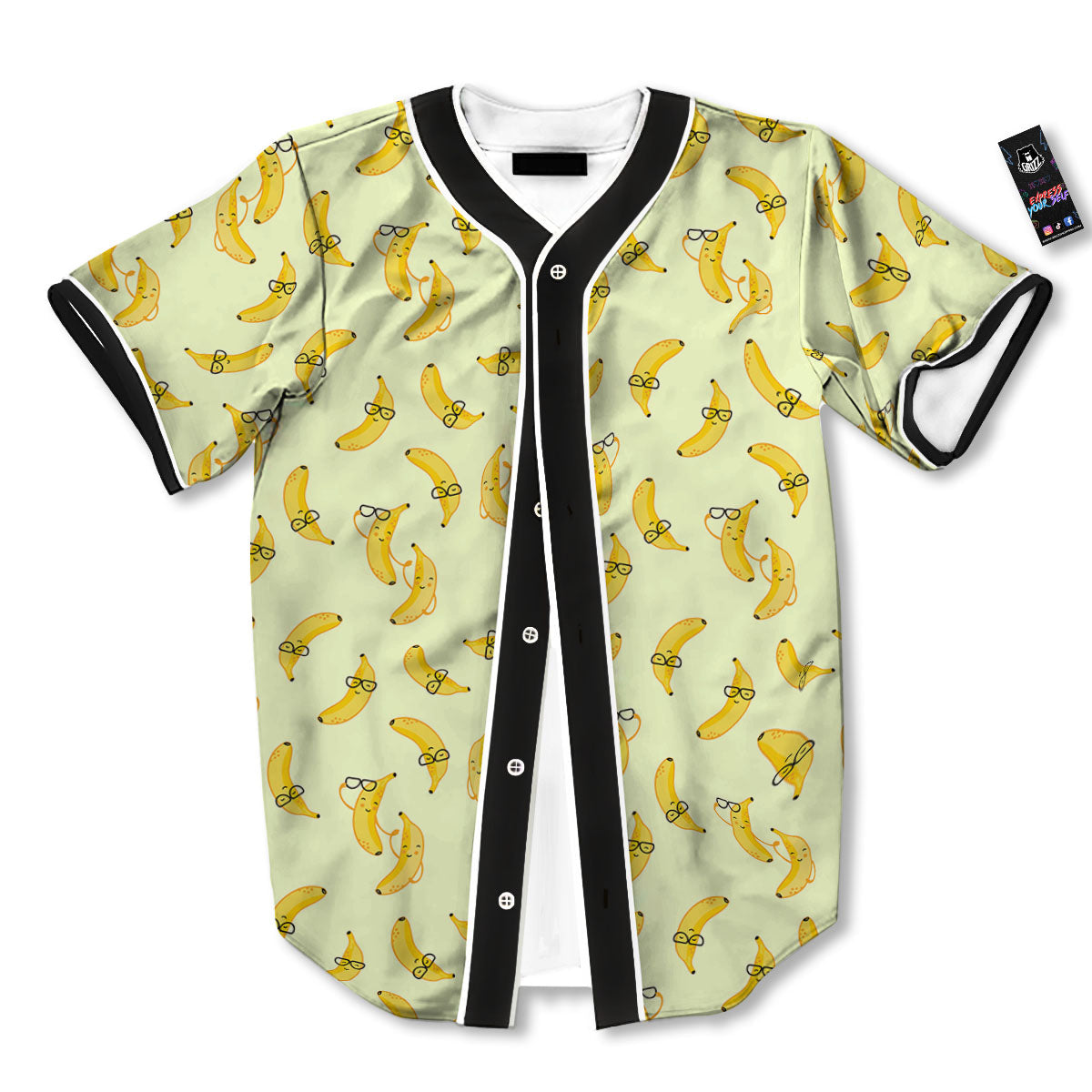 Banana Cute Print Pattern Baseball Jersey-grizzshop