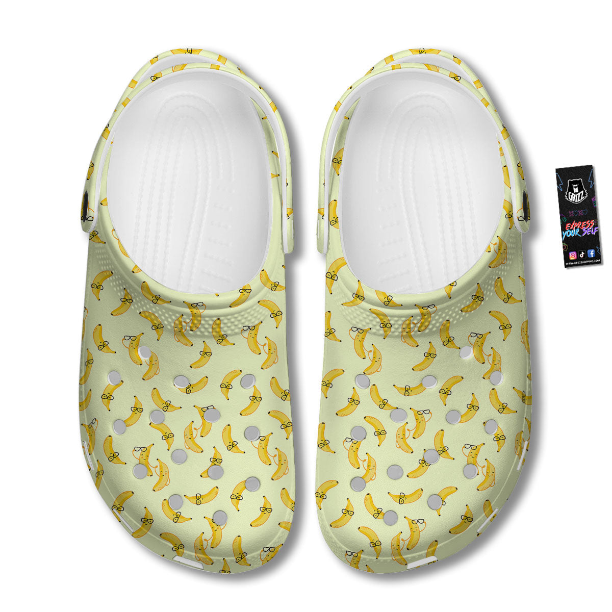 Banana Cute Print Pattern Clog-grizzshop