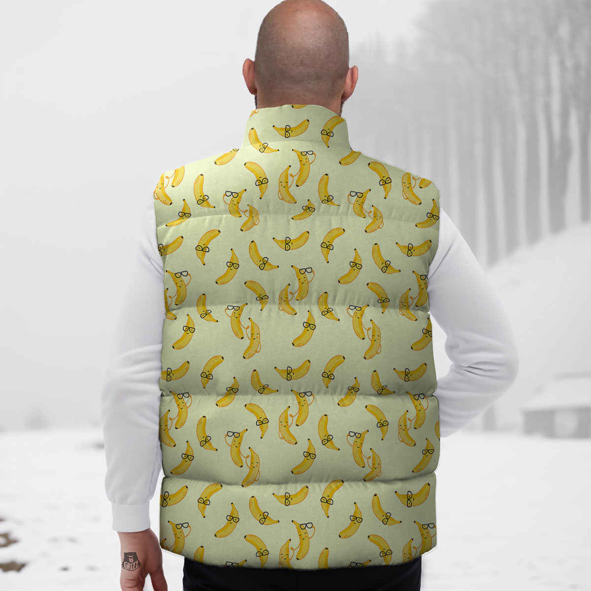 Banana Cute Print Pattern Down Vest