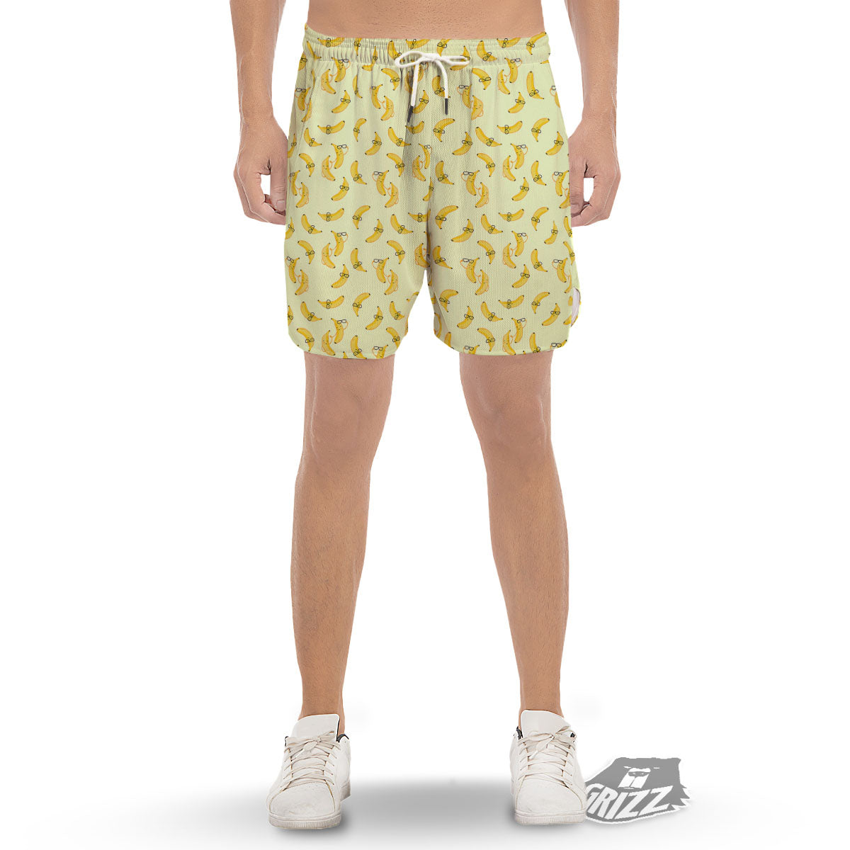 Banana Cute Print Pattern Men's Gym Shorts-grizzshop