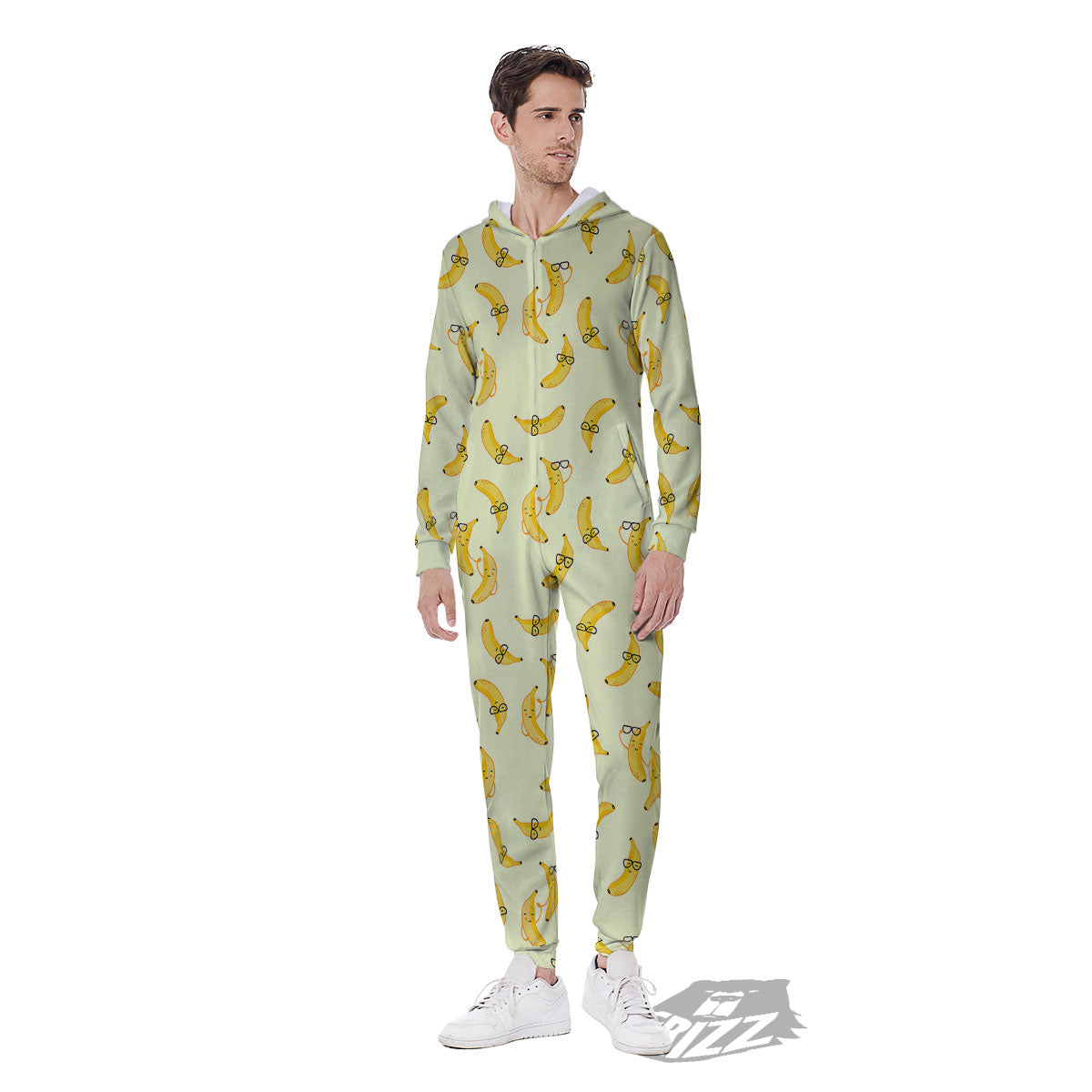 Banana Cute Print Pattern Men's Jumpsuit-grizzshop