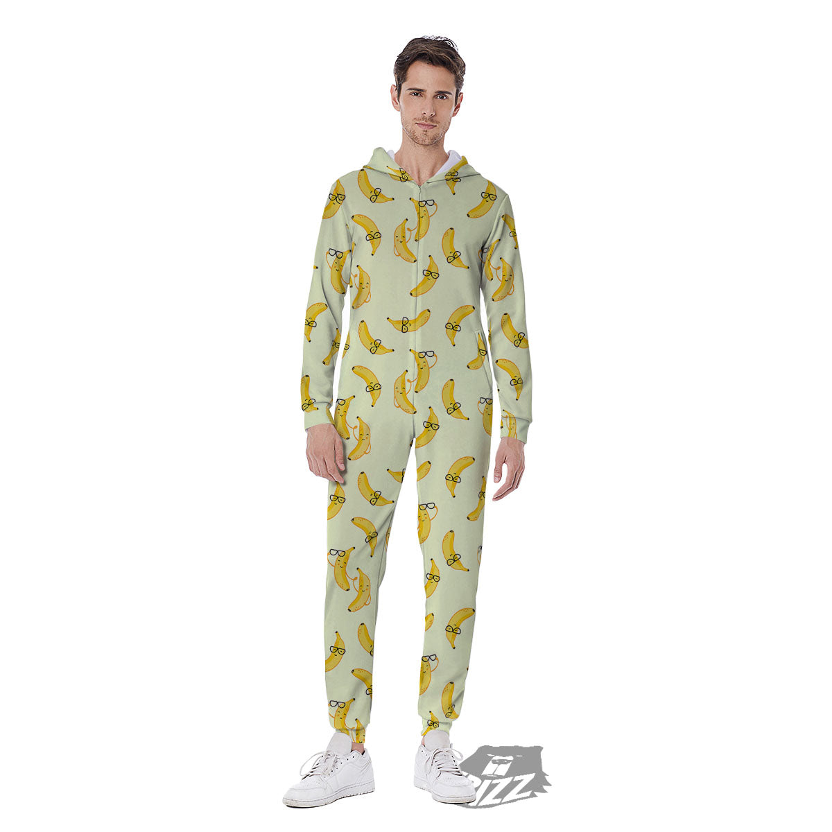 Banana Cute Print Pattern Men's Jumpsuit-grizzshop