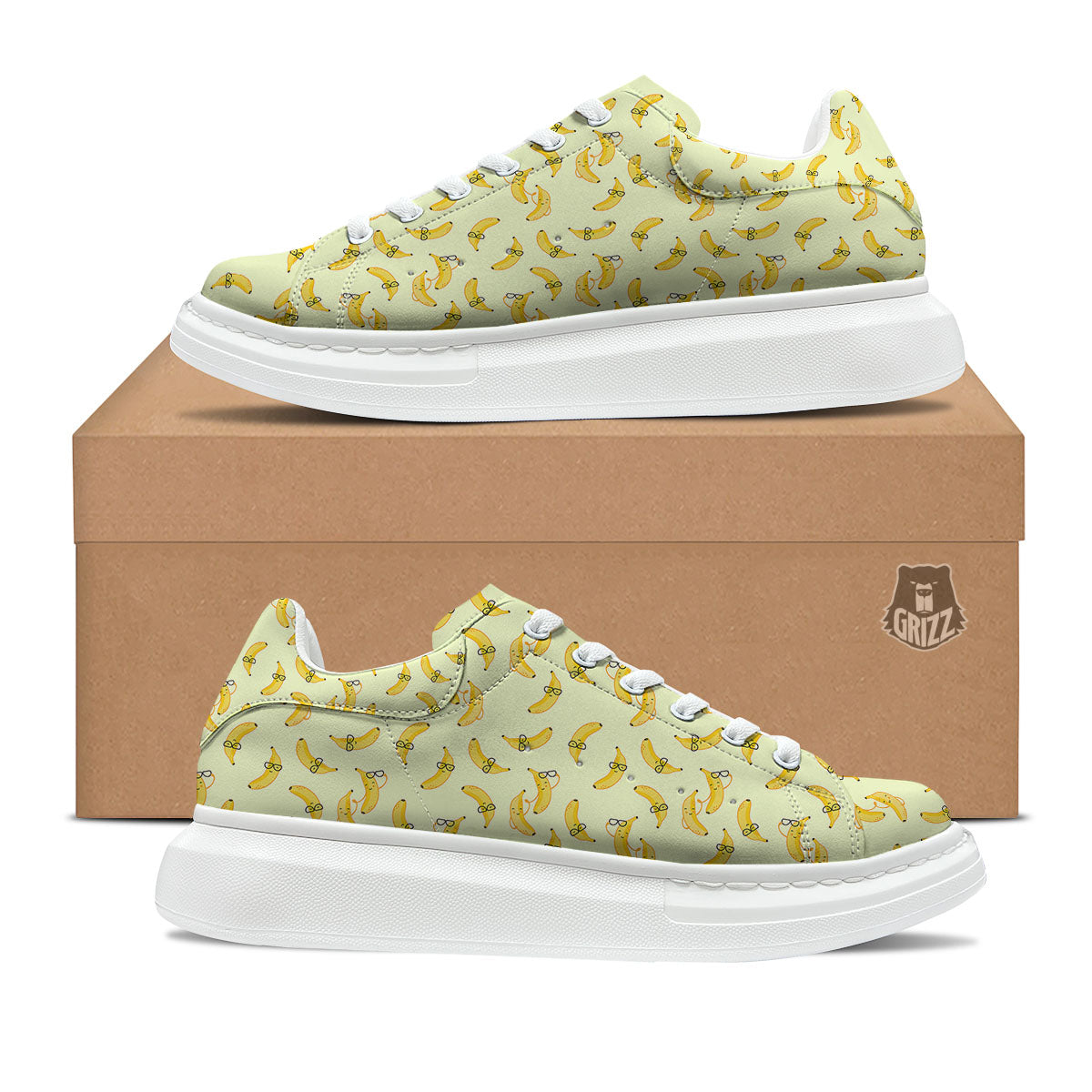 Banana Cute Print Pattern Platform Shoes-grizzshop