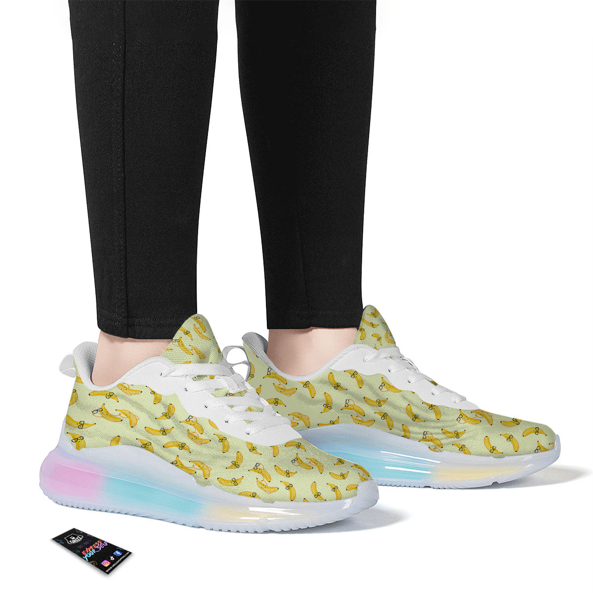 Banana Cute Print Pattern Running Sneakers-grizzshop