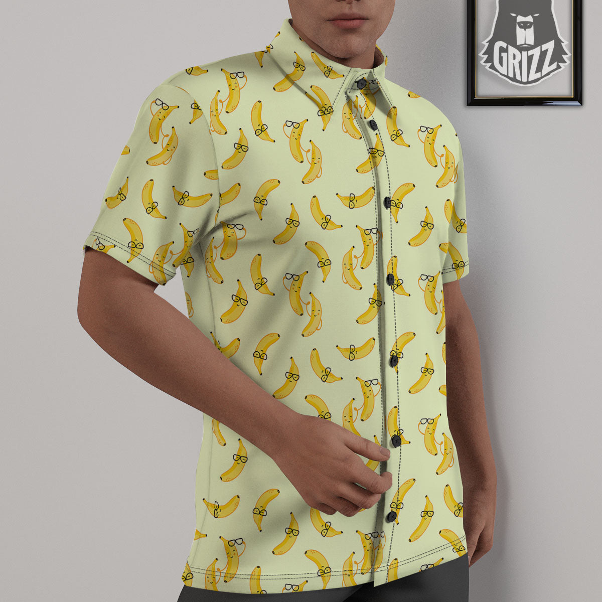 Banana Cute Print Pattern Untucked Shirts-grizzshop
