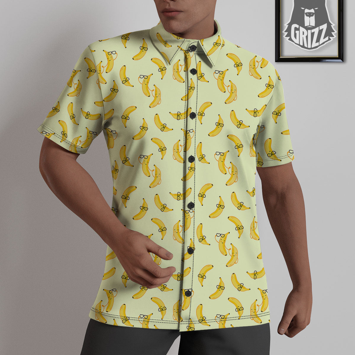 Banana Cute Print Pattern Untucked Shirts-grizzshop