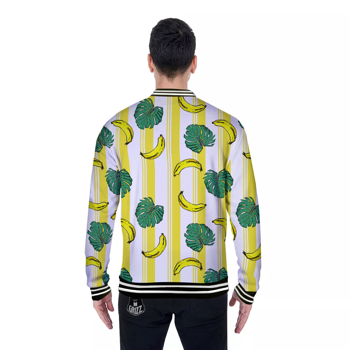 Banana Geometric Yellow Print Pattern Baseball Jacket-grizzshop