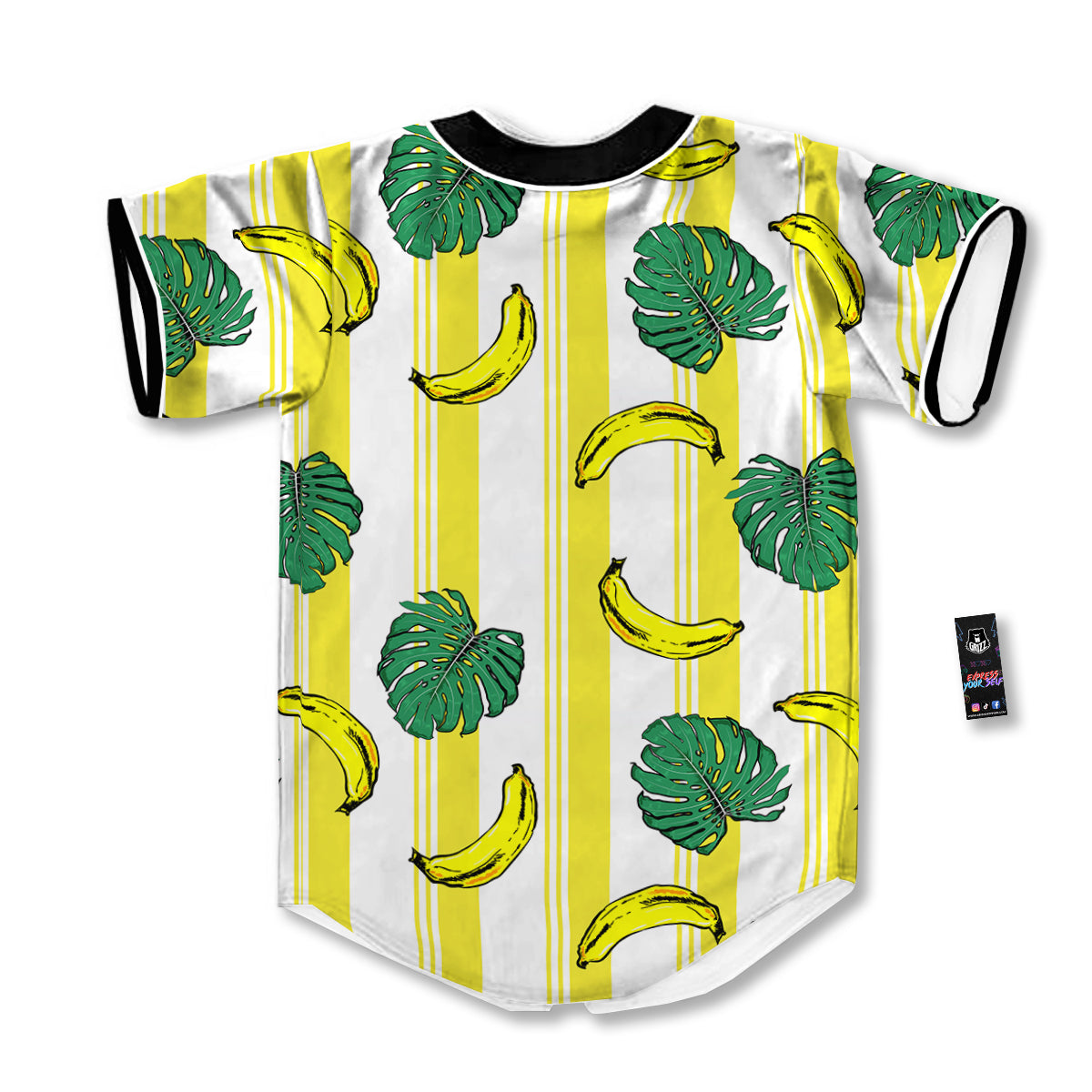 Banana Geometric Yellow Print Pattern Baseball Jersey-grizzshop