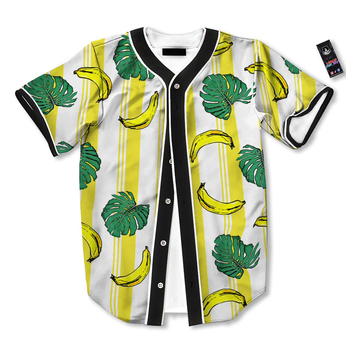 Banana Geometric Yellow Print Pattern Baseball Jersey-grizzshop