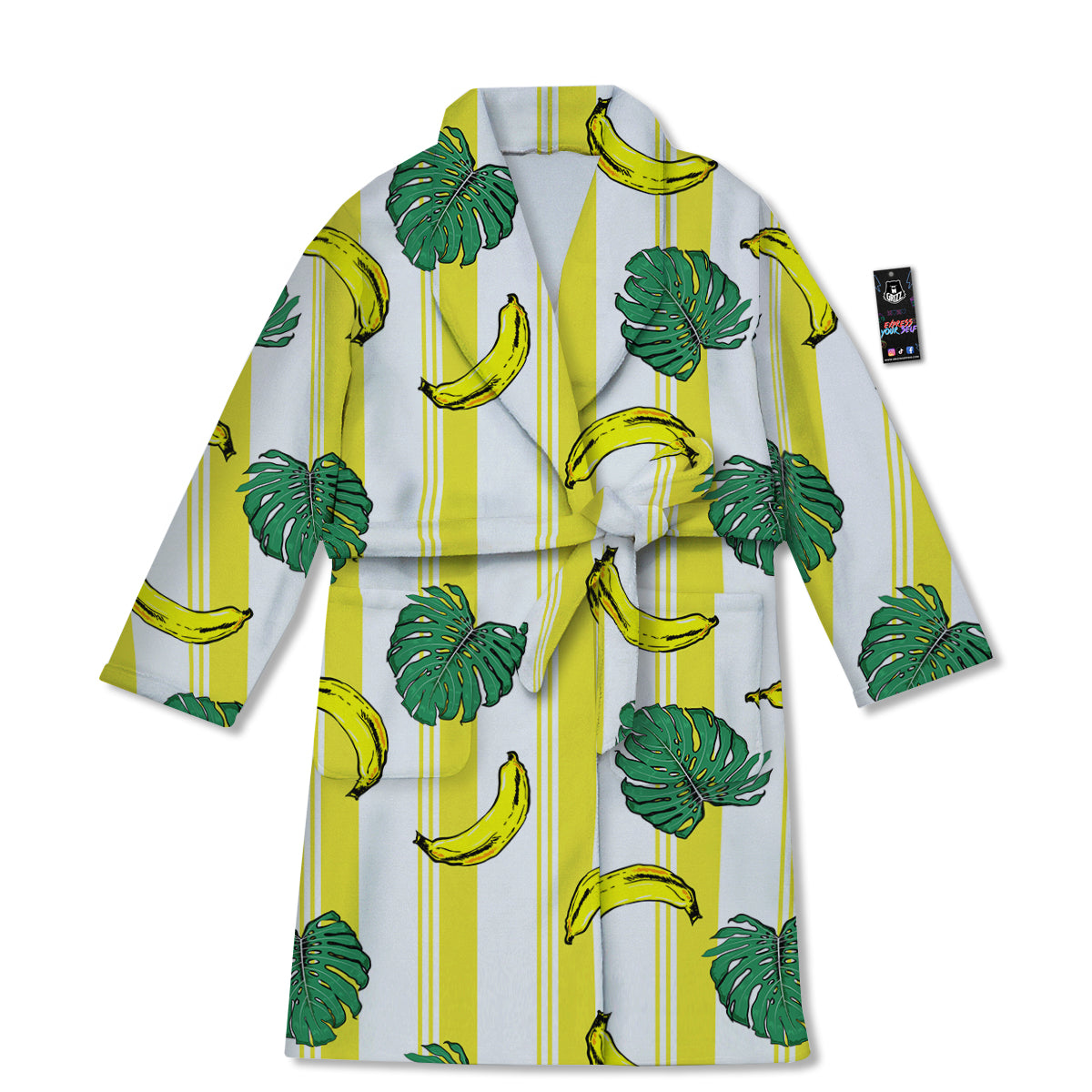 Banana Geometric Yellow Print Pattern Bathrobe-grizzshop