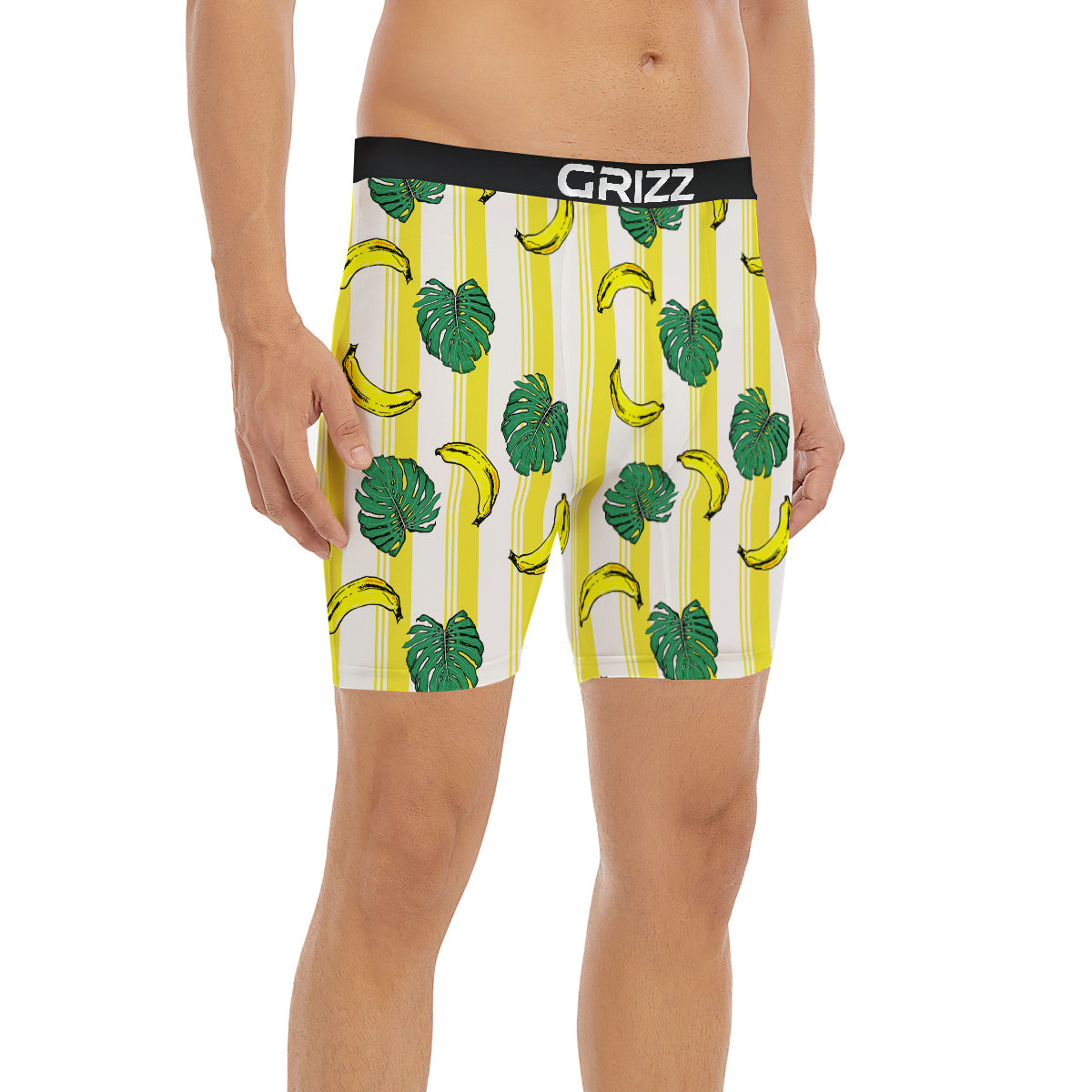 Banana Geometric Yellow Print Pattern Boxer Briefs-grizzshop