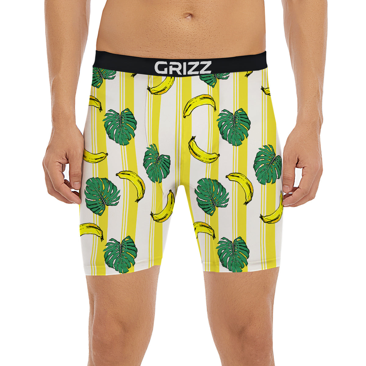 Banana Geometric Yellow Print Pattern Boxer Briefs-grizzshop