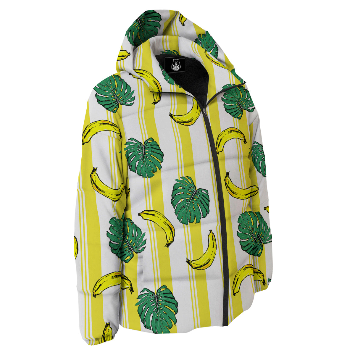 Banana Geometric Yellow Print Pattern Down Jacket-grizzshop