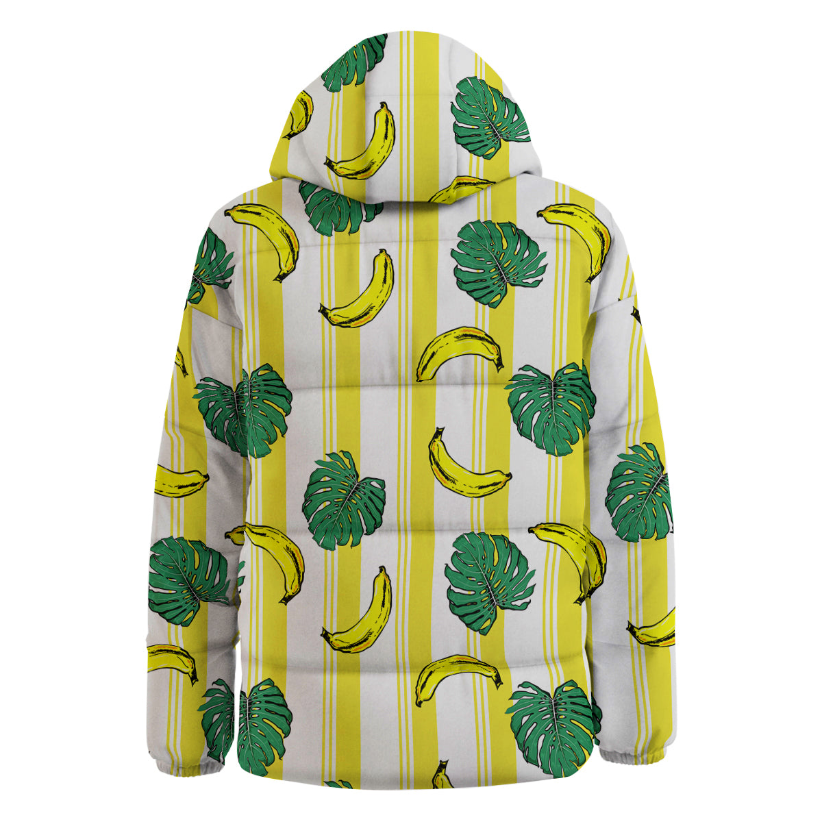 Banana Geometric Yellow Print Pattern Down Jacket-grizzshop