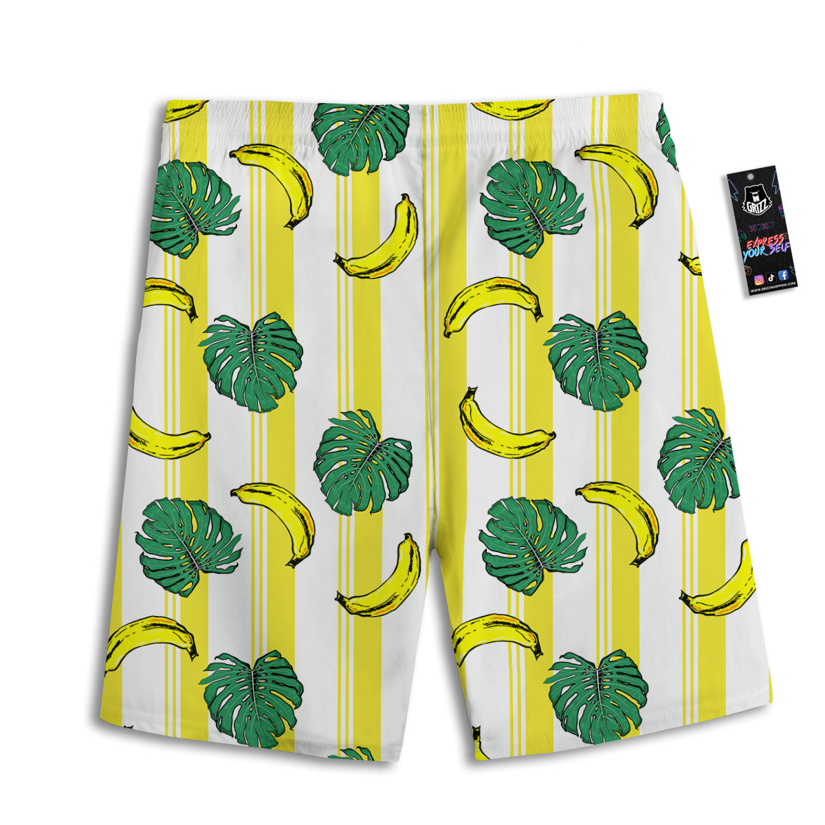 Banana Geometric Yellow Print Pattern Men's Athletic Shorts