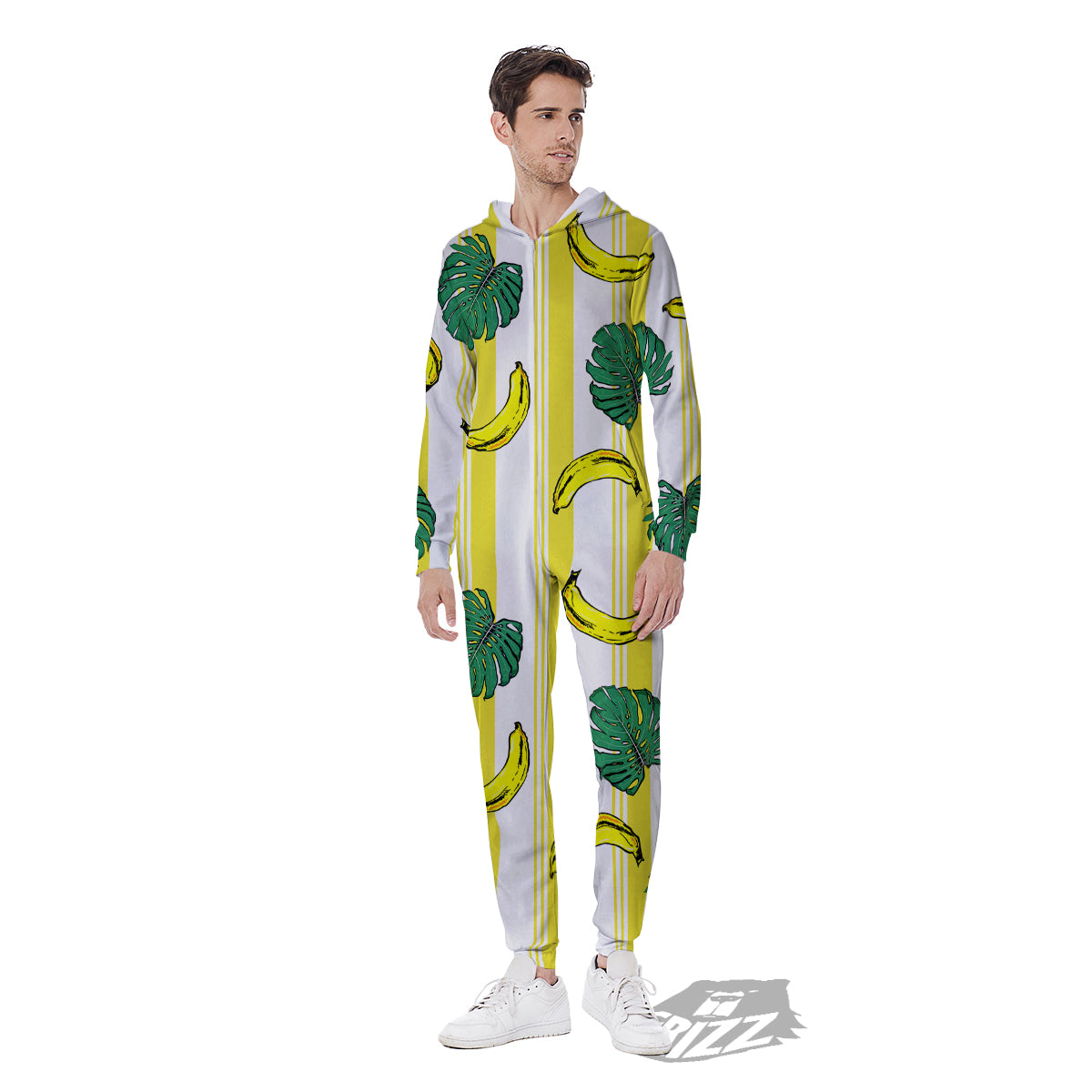 Banana Geometric Yellow Print Pattern Men's Jumpsuit-grizzshop