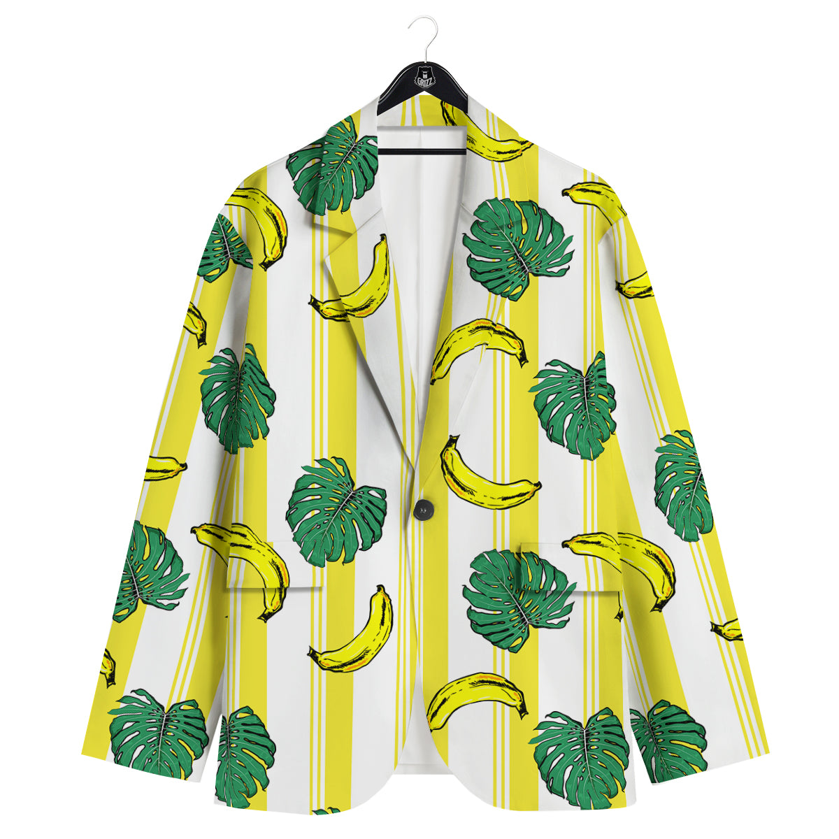 Banana Geometric Yellow Print Pattern Men's Sport Coat-grizzshop