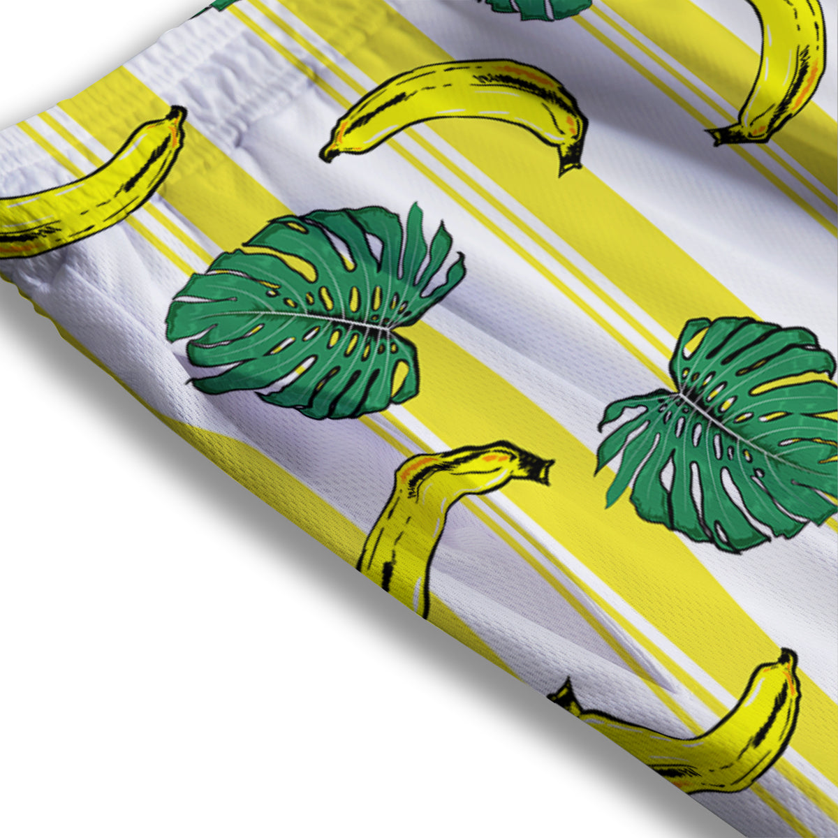 Banana Geometric Yellow Print Pattern Mesh Shorts