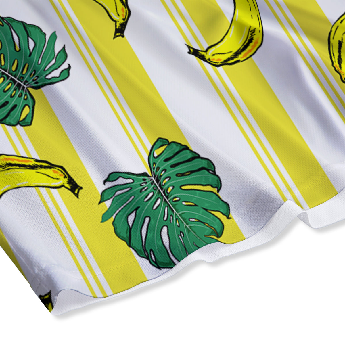 Banana Geometric Yellow Print Pattern Mesh Shorts