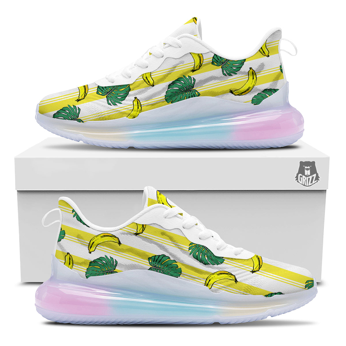 Banana Geometric Yellow Print Pattern Running Sneakers-grizzshop