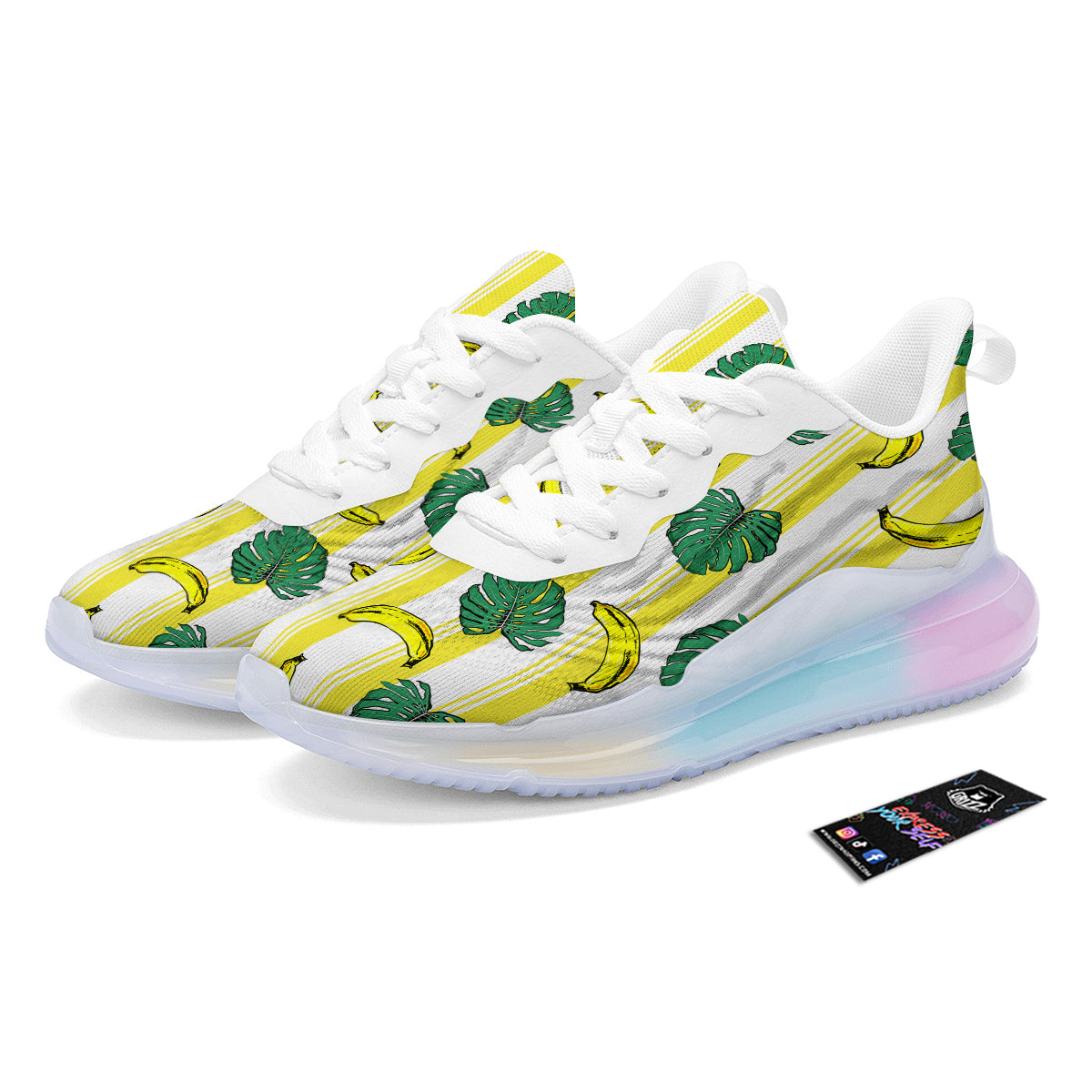 Banana Geometric Yellow Print Pattern Running Sneakers-grizzshop