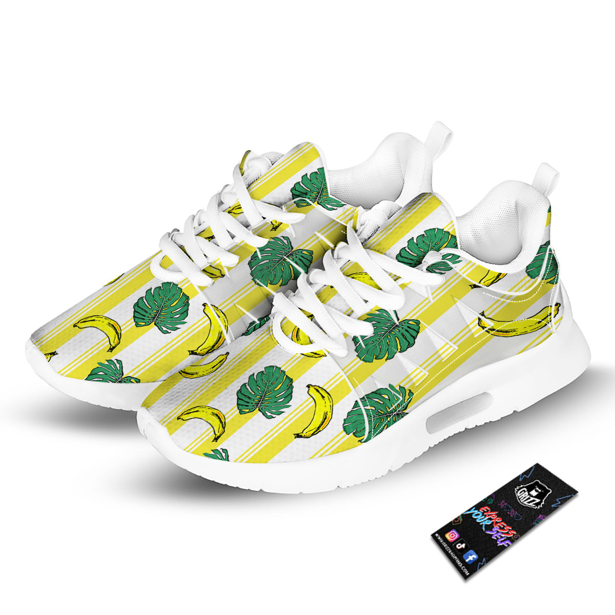 Banana Geometric Yellow Print Pattern Tennis Shoes-grizzshop