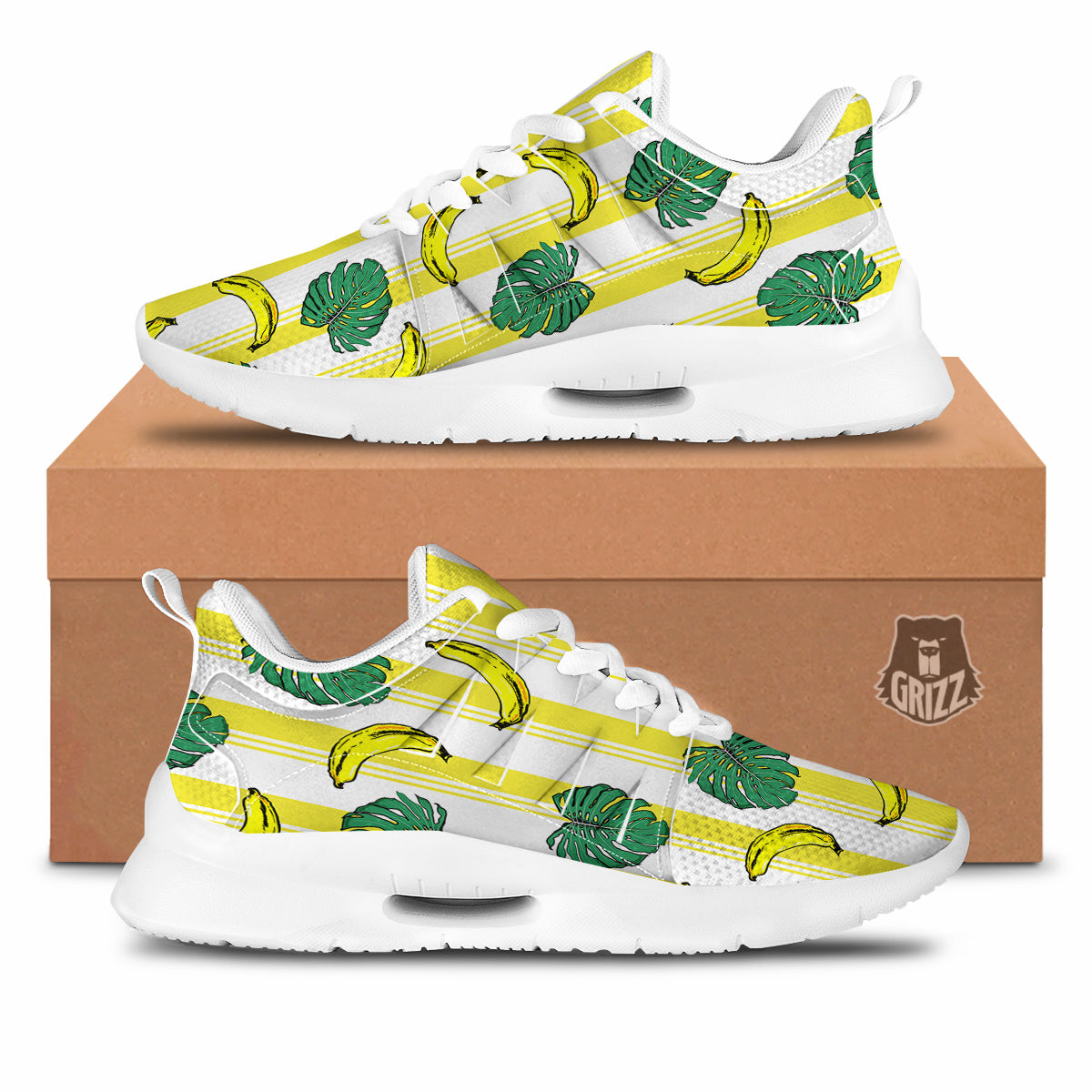 Banana Geometric Yellow Print Pattern Tennis Shoes-grizzshop