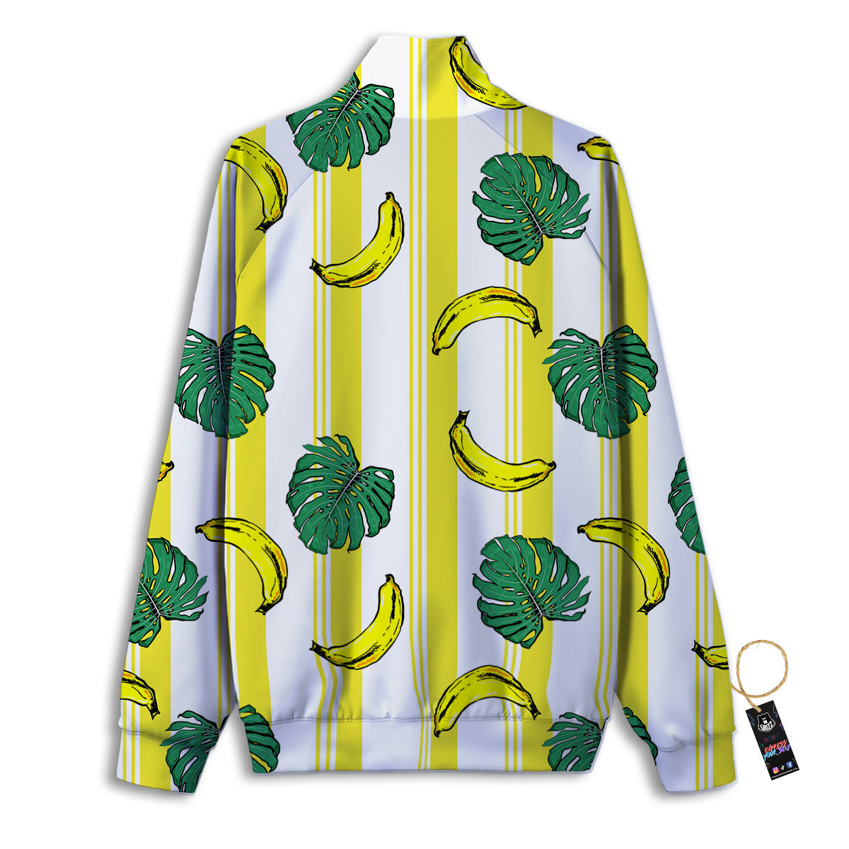 Banana Geometric Yellow Print Pattern Track Jacket-grizzshop