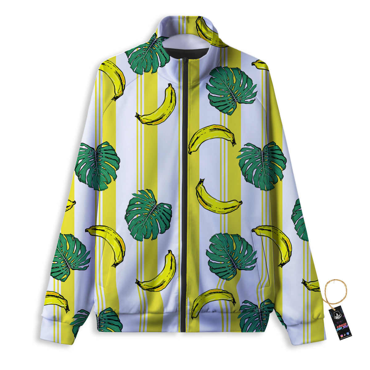 Banana Geometric Yellow Print Pattern Track Jacket-grizzshop