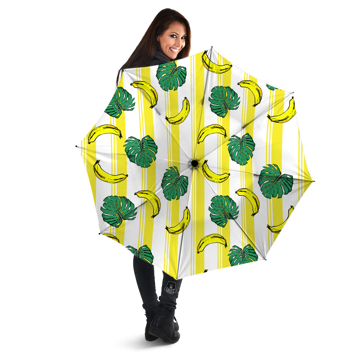 Banana Geometric Yellow Print Pattern Umbrella-grizzshop