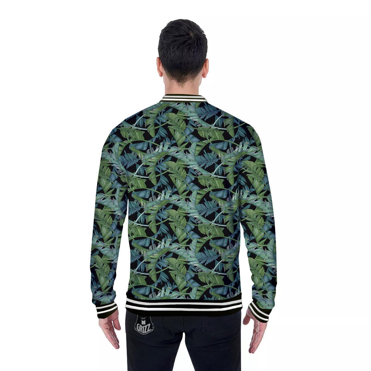 Banana Leaf Print Pattern Baseball Jacket-grizzshop