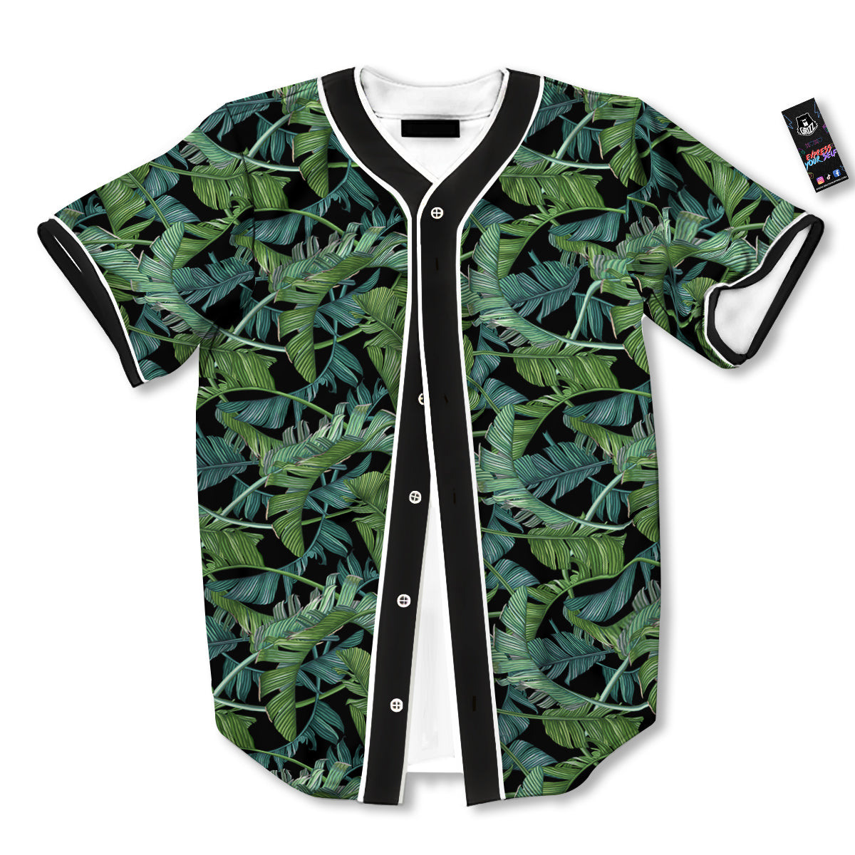 Banana Leaf Print Pattern Baseball Jersey-grizzshop