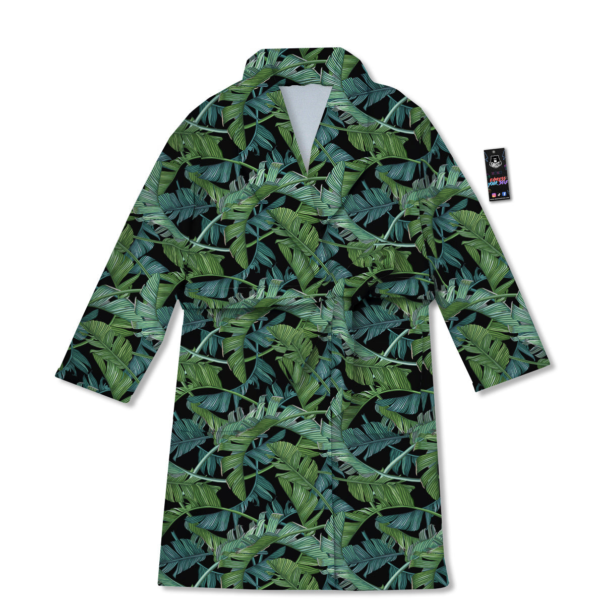 Banana Leaf Print Pattern Bathrobe-grizzshop