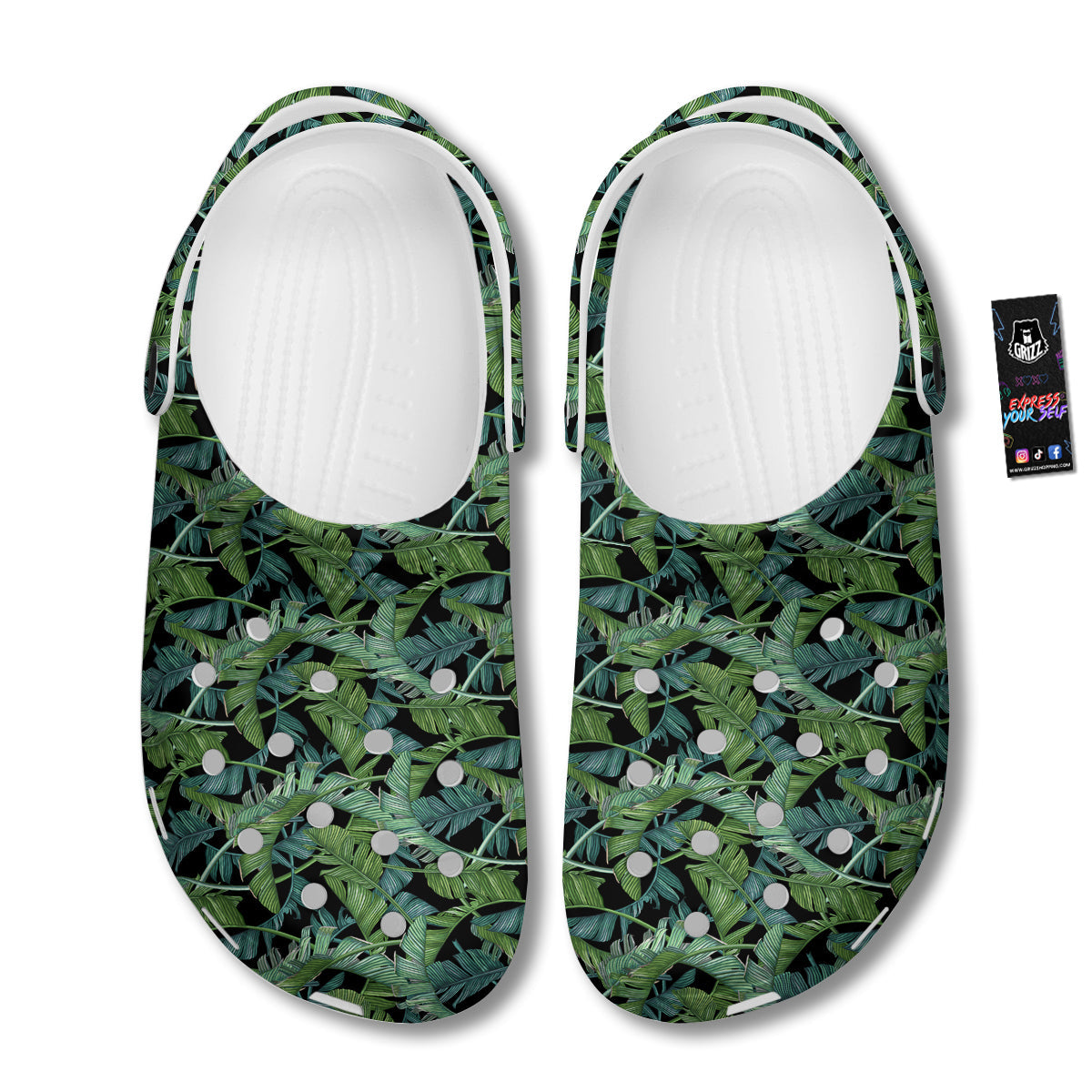 Banana Leaf Print Pattern Clog-grizzshop