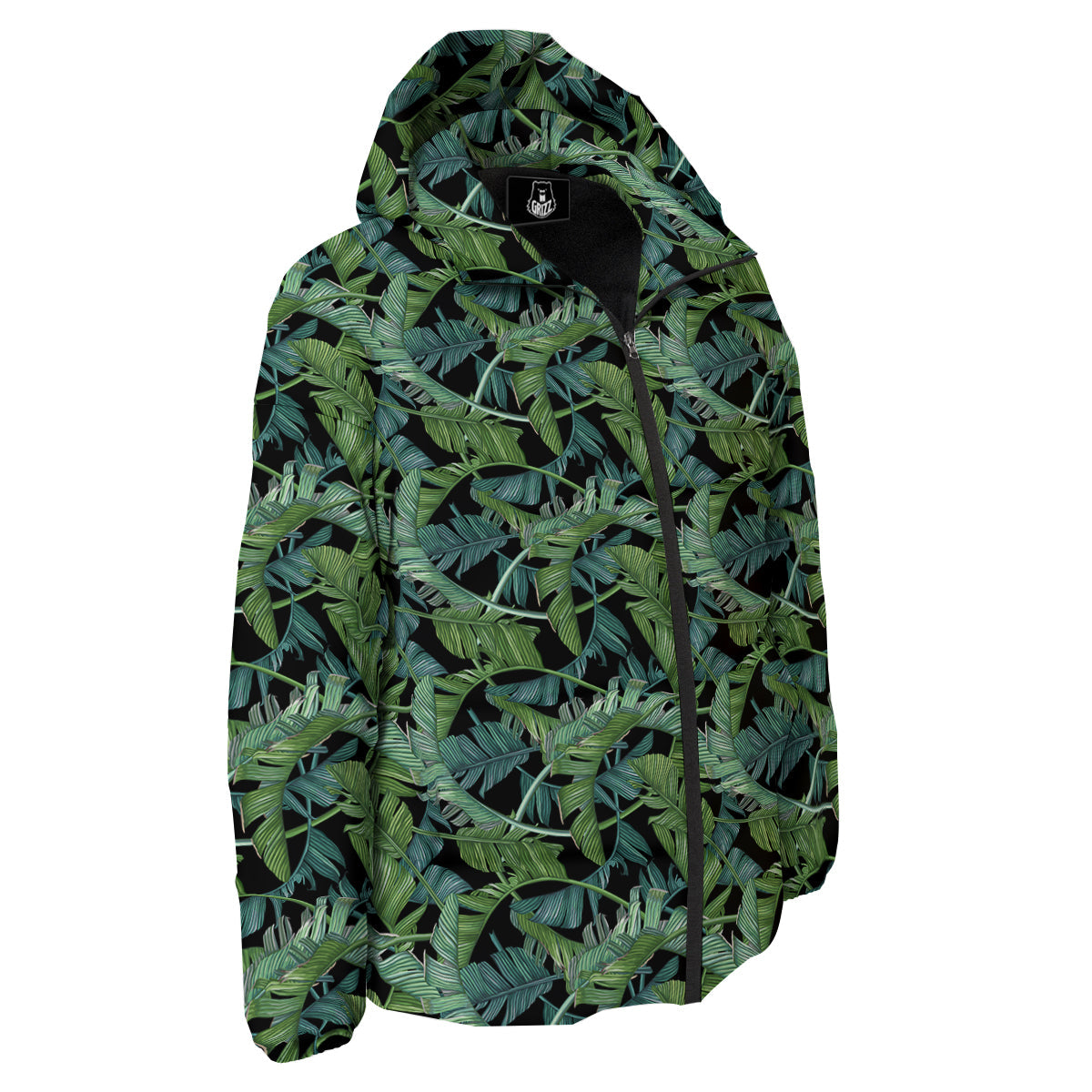 Banana Leaf Print Pattern Down Jacket-grizzshop