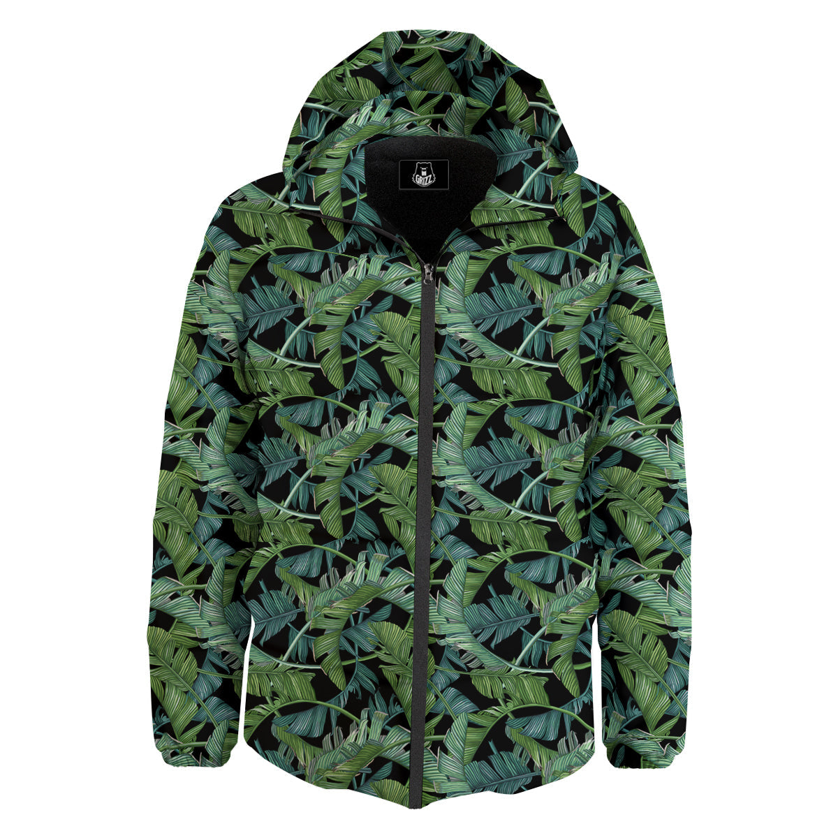Banana Leaf Print Pattern Down Jacket-grizzshop