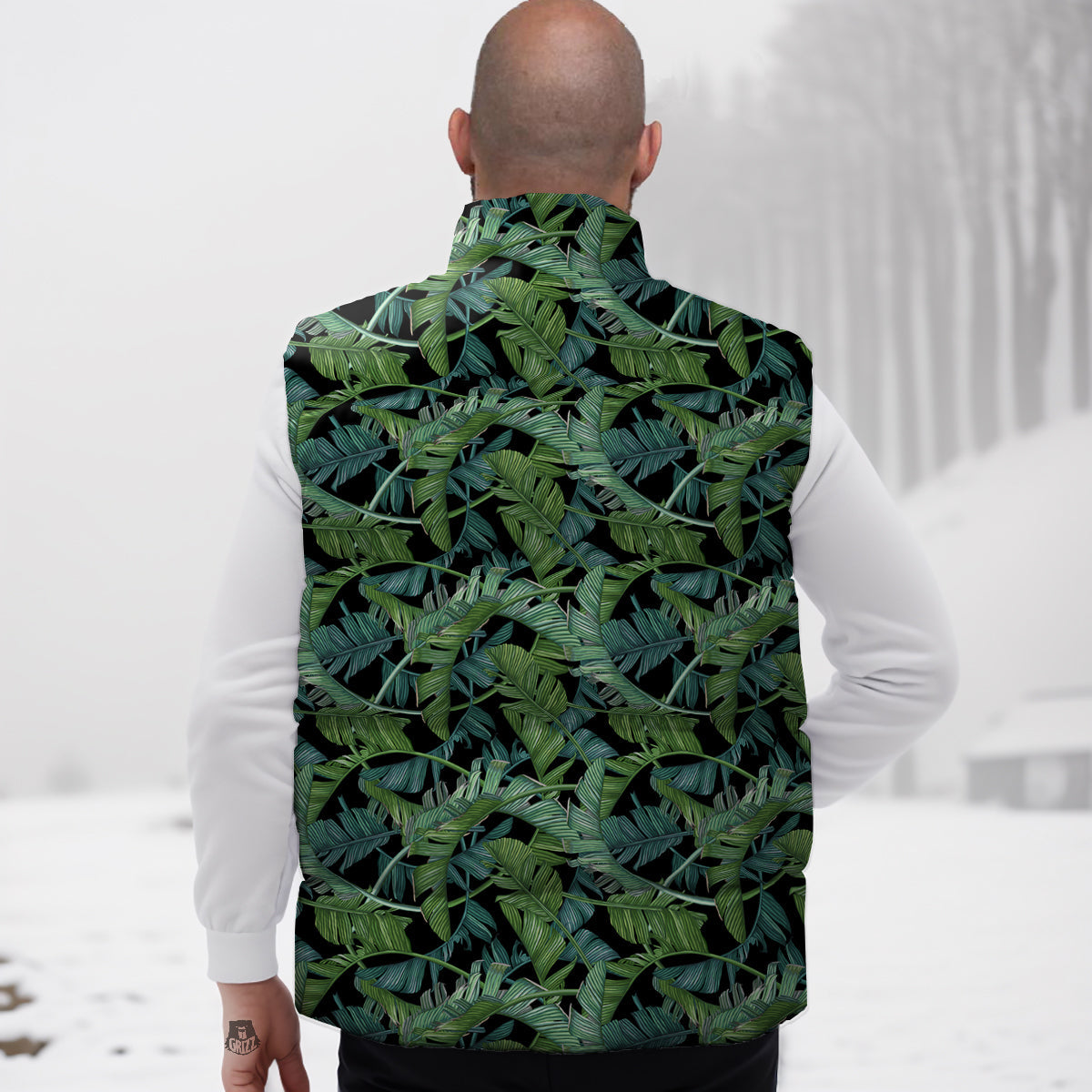 Banana Leaf Print Pattern Down Vest