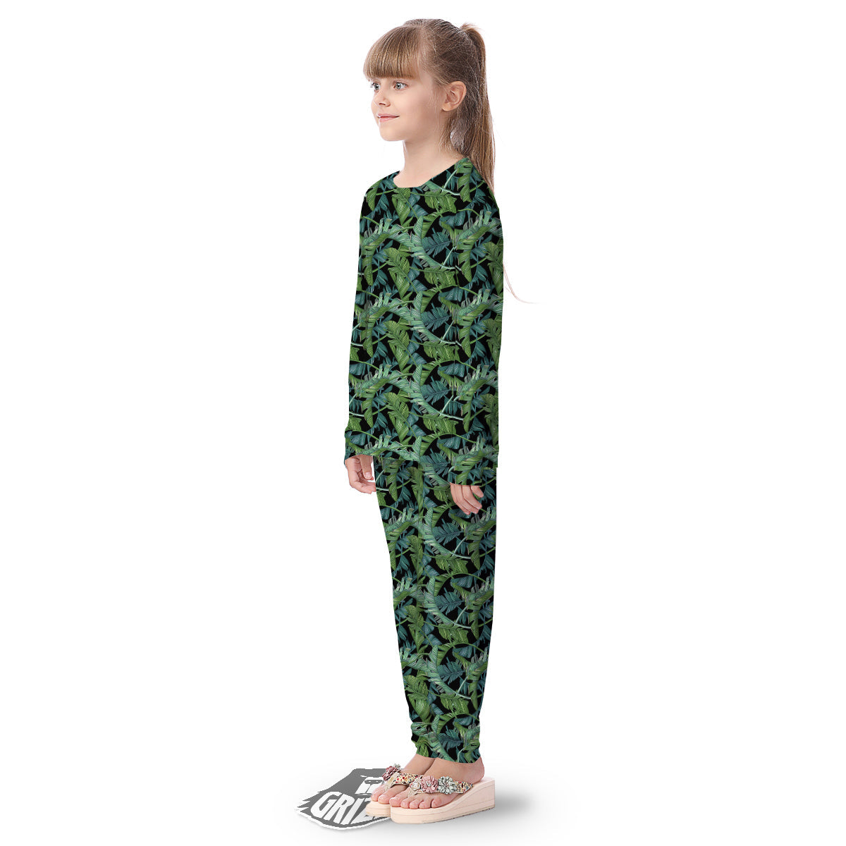 Banana Leaf Print Pattern Kid's Pajamas-grizzshop