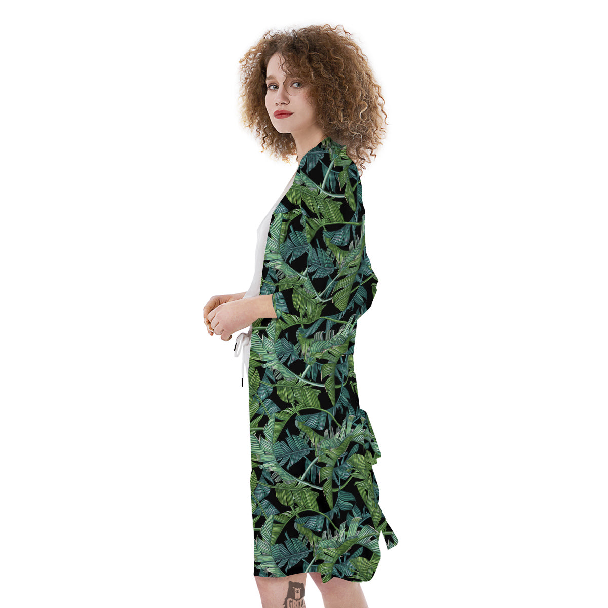 Banana Leaf Print Pattern Kimono-grizzshop