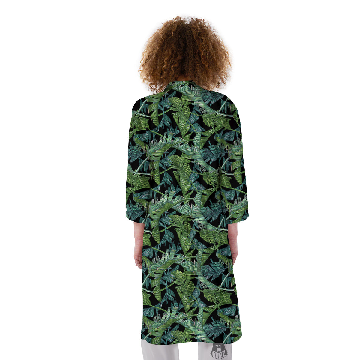 Banana Leaf Print Pattern Kimono-grizzshop