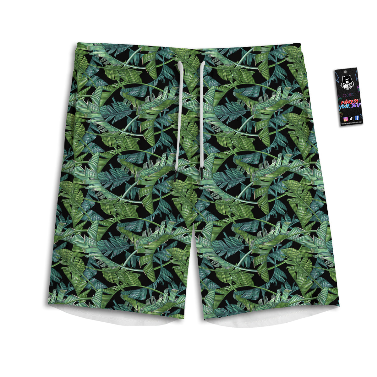 Banana Leaf Print Pattern Men's Athletic Shorts