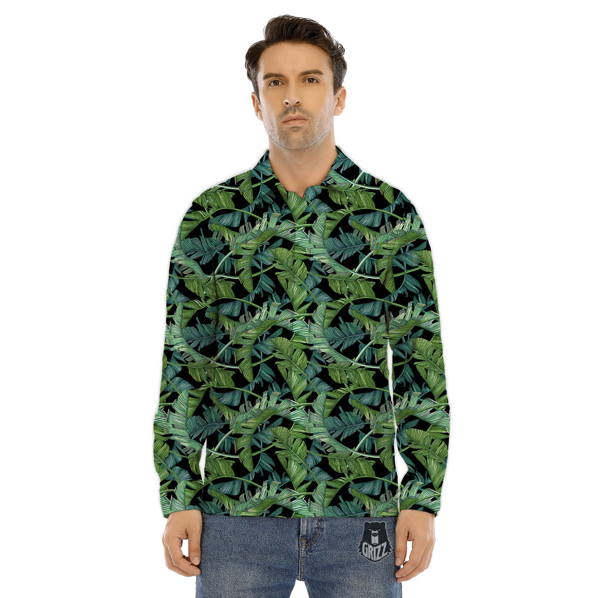 Banana Leaf Print Pattern Men's Dress Shirts-grizzshop
